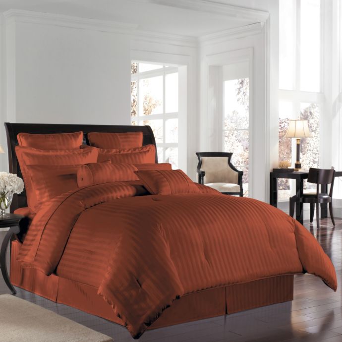 Wamsutta 500 Damask Comforter Set In Rust Bed Bath Beyond