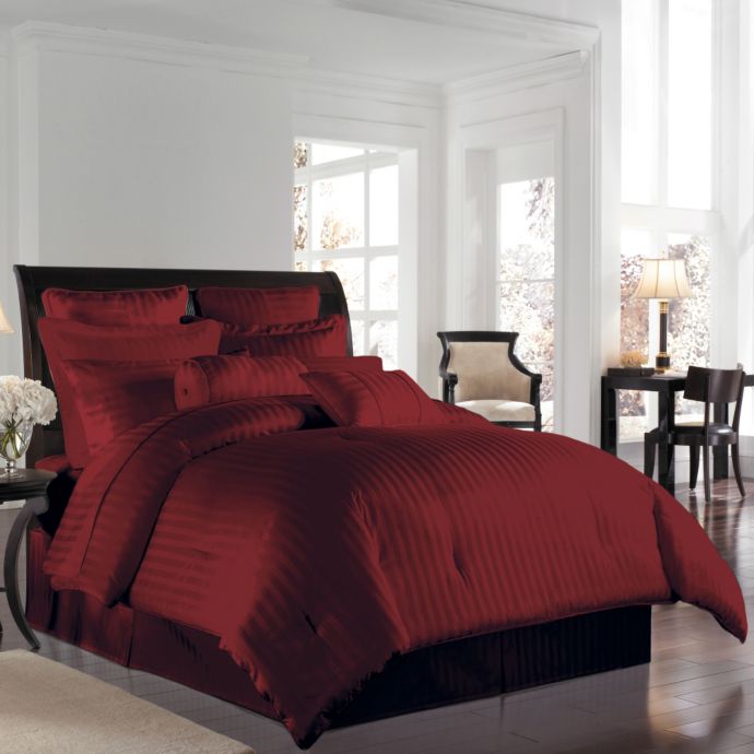 Wamsutta 500 Damask Comforter Set In Burgundy Bed Bath Beyond