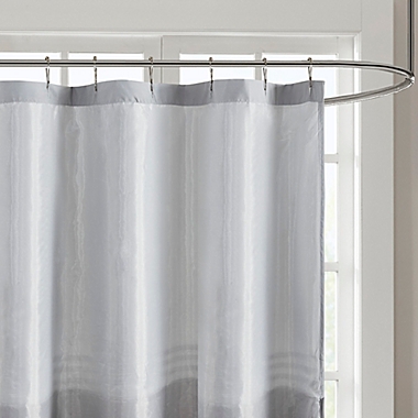 510 Design Ramsey Printed and Embroidered Shower Curtain with Liner in Grey. View a larger version of this product image.