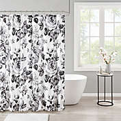 Intelligent Design Dorsey Floral Print Shower Curtain in Black/White
