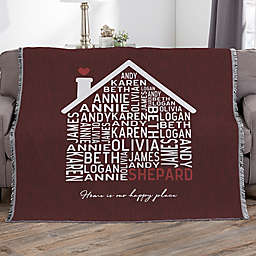 Family Home Personalized 56-Inch x 60-Inch Woven Throw