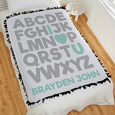Alphabet Message Personalized 50-Inch x 60-Inch Tie Baby Blanket. View a larger version of this product image.