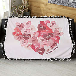 Our Hearts Combined Personalized 50-Inch x 60-Inch Tie Blanket