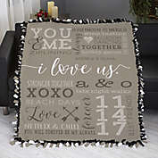 I Love Us Personalized 50-Inch x 60-Inch Tie Blanket