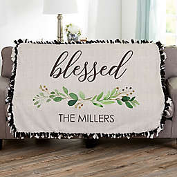 Greenery Welcome Personalized 50-Inch x 60-Inch Tie Blanket