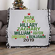 Christmas Family Tree Personalized 50-Inch x 60-Inch Tie Blanket