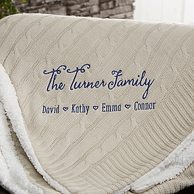 Family Love Personalized 50-Inch x 60-Inch Tan Knit Throw Blanket. View a larger version of this product image.