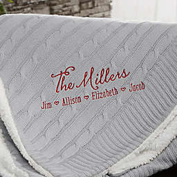 Family Love Personalized 50-Inch x 60-Inch Grey Knit Throw Blanket