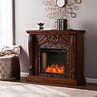 Alternate image 1 for Southern Enterprises Cardona Alexa-Enabled Faux Marble Media Stand Electric Fireplace in Walnut