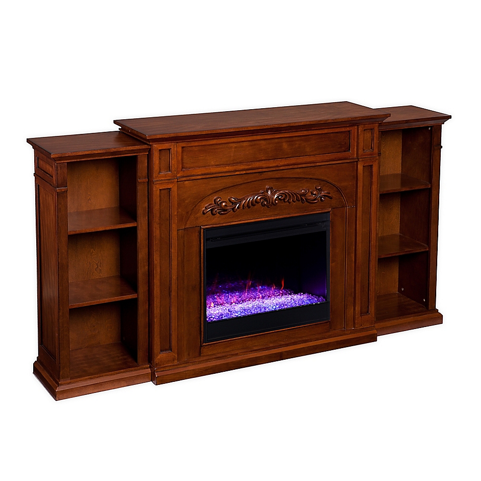 Southern Enterprises Bookcases, Southern Enterprises Griffin Electric Fireplace With Bookcases Ivory