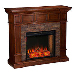Southern Enterprises Merrimack Alexa-Enabled Corner Convertible Faux Stone Electric Fireplace
