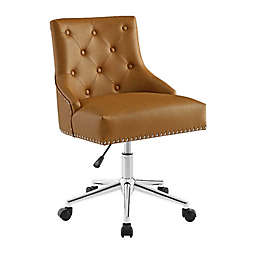Modway Regent Tufted Swivel Faux Leather Office Chair in Tan