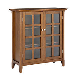 Simpli Home Acadian Solid Wood Medium Storage Cabinet in Light Golden Brown