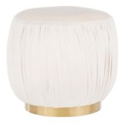 LumiSource&reg; Ruched Ottoman in Cream/Gold