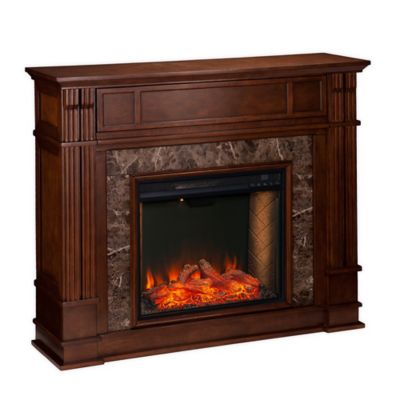 Southern Enterprises Highgate Alexa-Enabled Faux Stone Media Stand Electric Fireplace