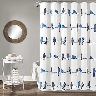 Lush Decor Rowley Birds Shower Curtain in Navy. View a larger version of this product image.