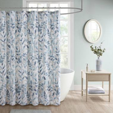 Madison Park Essentials Sofia Botanical Printed Shower Curtain in Blue. View a larger version of this product image.