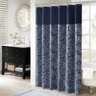 Alternate image 0 for Madison Park Aubrey Jacquard Shower Curtain in Navy