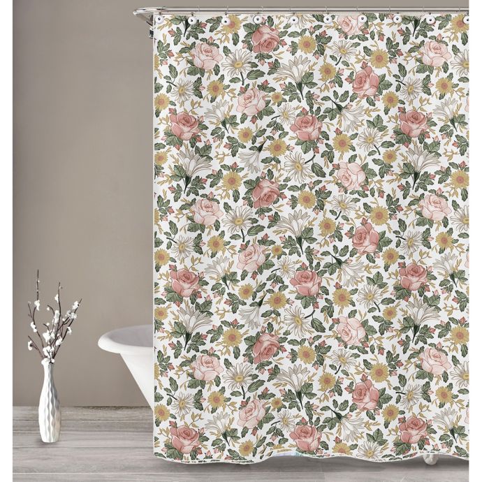 Sweet Jojo Designs Vintage Floral Shower Curtain In Pink Green