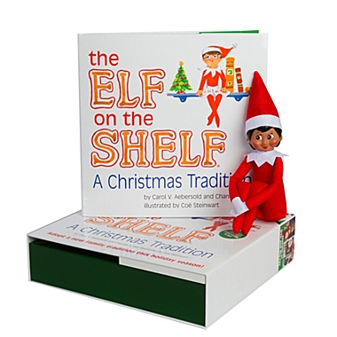 The Elf on the Shelf&reg; A Christmas Tradition Book Set with Brown Skin Tone Girl Elf. View a larger version of this product image.