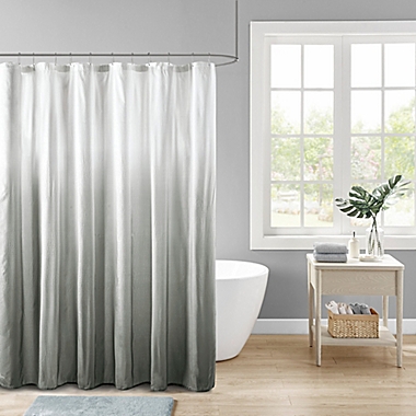 Madison Park Ara Ombre Printed Seersucker Shower Curtain in Grey. View a larger version of this product image.