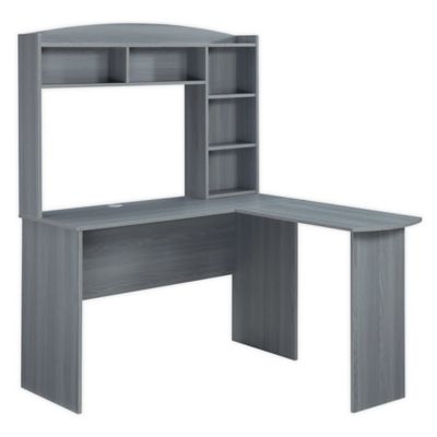 Techni Mobili Modern L-Shaped Desk with Hutch in Grey
