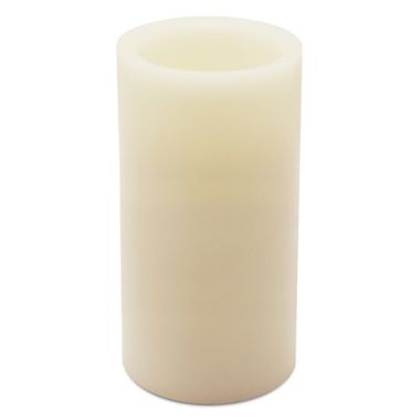 Brightly 4-Inch x 8-Inch Pushbutton Flameless Pillar Candle in Ivory. View a larger version of this product image.