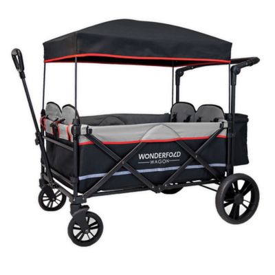WonderFold Wagon X4 Push and Pull Quad Stroller Wagon in Black