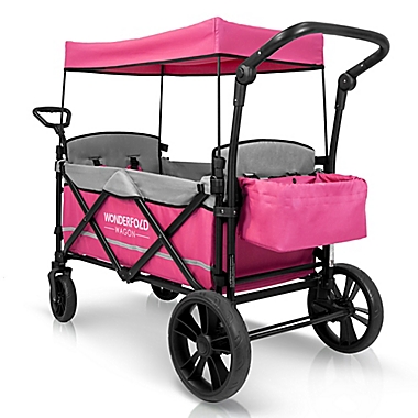 WonderFold Wagon X2 Double Stroller Wagon in Pink. View a larger version of this product image.