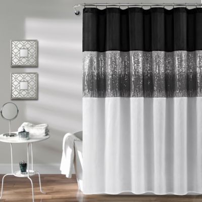 Lush Decor Night Sky Shower Curtain in White/Black