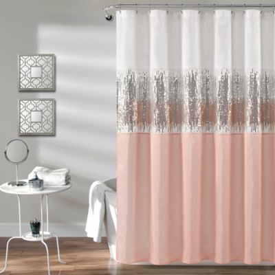 Lush Decor Night Sky Shower Curtain in White/Pink