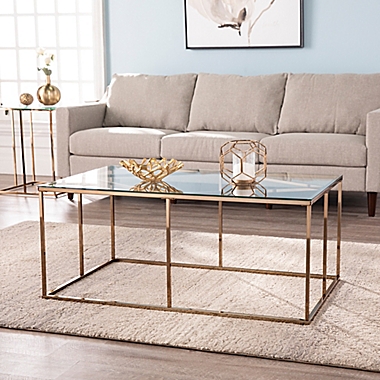 Southern Enterprises Nicholance Glass, Silver Orchid Grant Gold Tone Glass Top Coffee Table