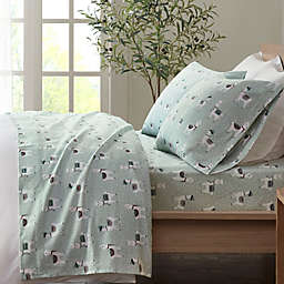 True North by Sleep Philosophy Cozy Flannel Cotton Flannel Printed TwinXL Sheet Set in Seafoam Llama