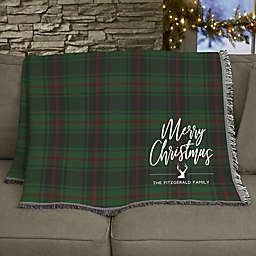Christmas Plaid Personalized 56-Inch x 60-Inch Woven Throw