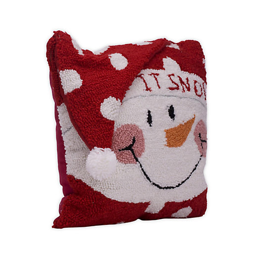 Alternate image 1 for glitzhome® Snowman Let it Snow Square Throw Pillow in Red