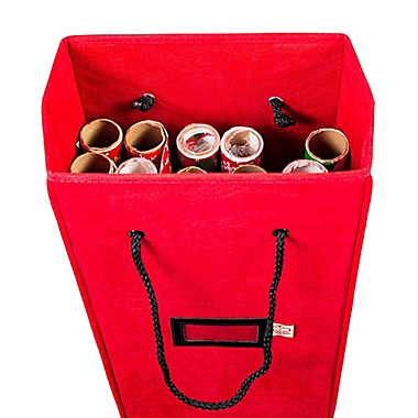 Santa&#39;s Bags Wrapping Paper Storage Box in Red. View a larger version of this product image.