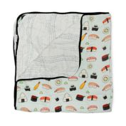 Loulou Lollipop Sushi Deluxe Muslin Baby Quilt
