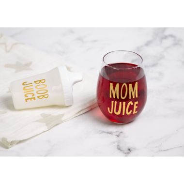 Pearhead&reg; Juice 2-Piece Stemless Wine Glass and Baby Bottle Set. View a larger version of this product image.