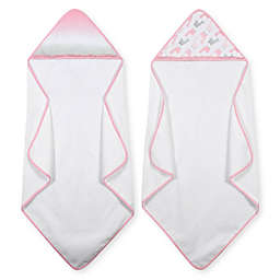 Just Born® 2-Pack Ombre/Lllama Hooded Towels in Pink
