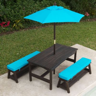 KidKraftÂ® Outdoor Kona Table with Benches and Green 