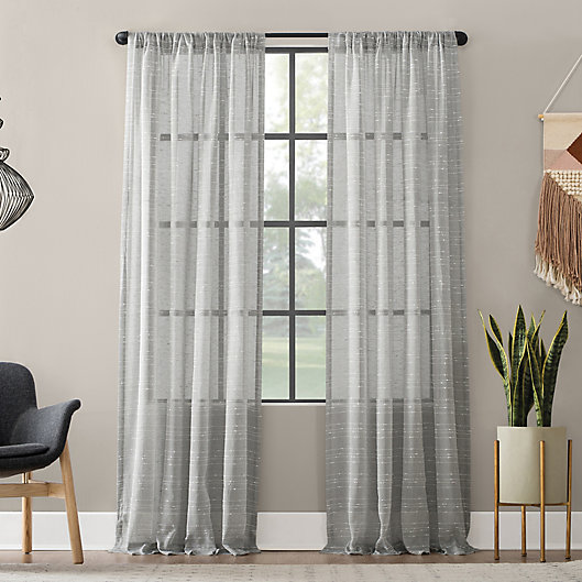 Alternate image 1 for Clean Window® Textured Slub Anti-Dust 63-Inch Curtain Panel in Gray (Single)
