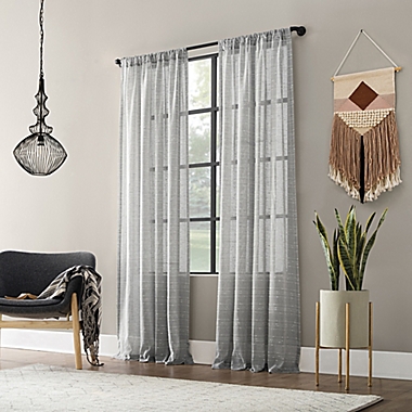 Clean Window&reg; Textured Slub Anti-Dust 84-Inch Curtain Panel in Gray (Single). View a larger version of this product image.