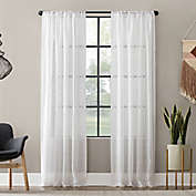 Clean Window&reg; Textured Slub Anti-Dust 63-Inch Curtain Panel in White (Single)