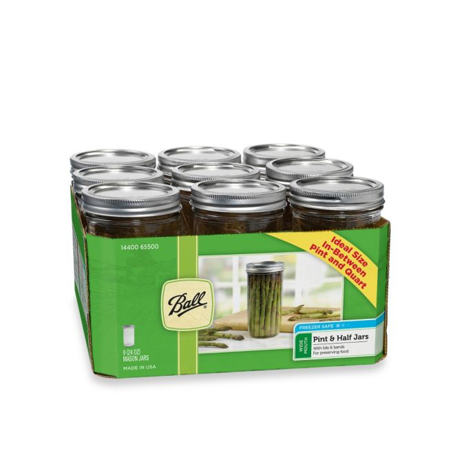 Ball® Wide Mouth 9-Pack 1.5-Pint Glass Canning Jars | Bed ...