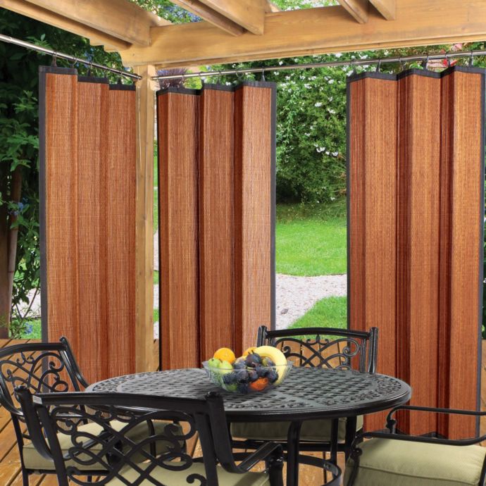 Easy Glide All Natural Bamboo Ring Top Window Curtain Panel In Cedar