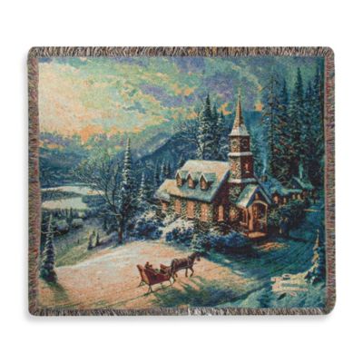 Thomas Kinkade Holiday Sunday Evening Sleigh Ride Throw ...