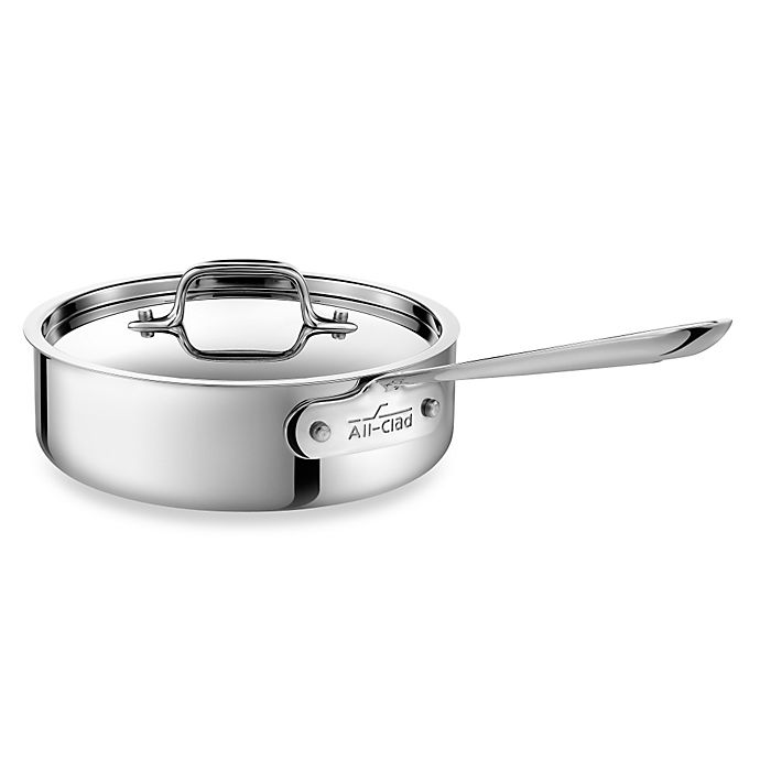 All-Clad D3 Nonstick 2 qt. Stainless Steel Covered Saute Pan | Bed Bath All Clad D3 Stainless Steel Covered Sauté Pan
