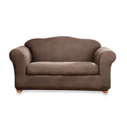 Sure Fit® Two-Piece Stretch Leather Sofa Slipcover in Brown