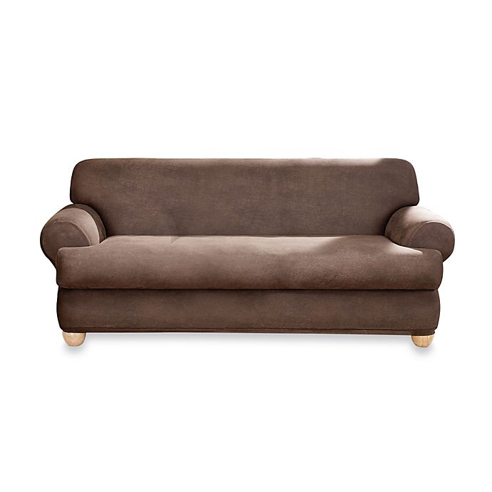 Sure Fit® Two-Piece Stretch Leather T-Cushion Sofa ...