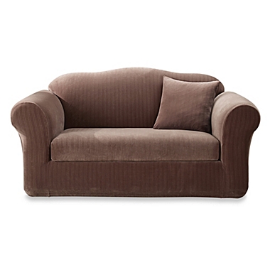 Sure Fit&reg; Stretch Pinstripe 2-Piece Loveseat Slipcover. View a larger version of this product image.
